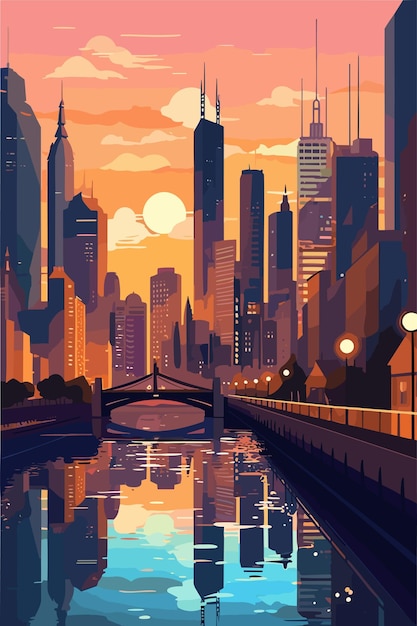 Plik wektorowy australia big city in the evening vector flat illustration