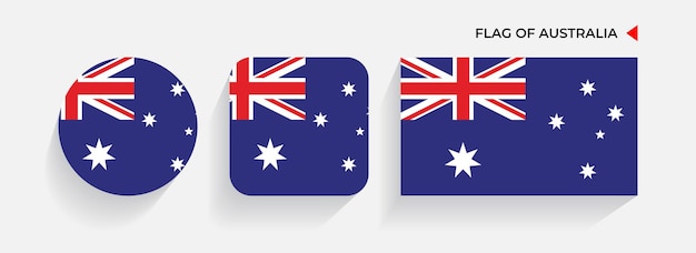 Plik wektorowy australia flagi ułożone w okrągły kwadrat i prostokąt