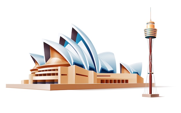 australia landmark realistyczny teatr sidney, wieża. Słynne budynki
