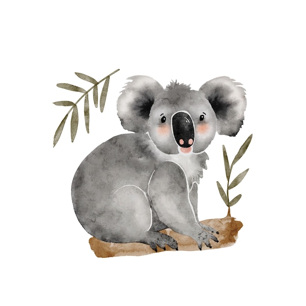 Australijska Kreskówka Koala Zwierzę Na Drzewie Akwarela Ilustracja