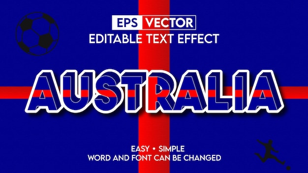 Australijski Efekt Tekstowy 3d Z Edytowalnym Szablonem Tekstowym Typografii Z Flagą Australii