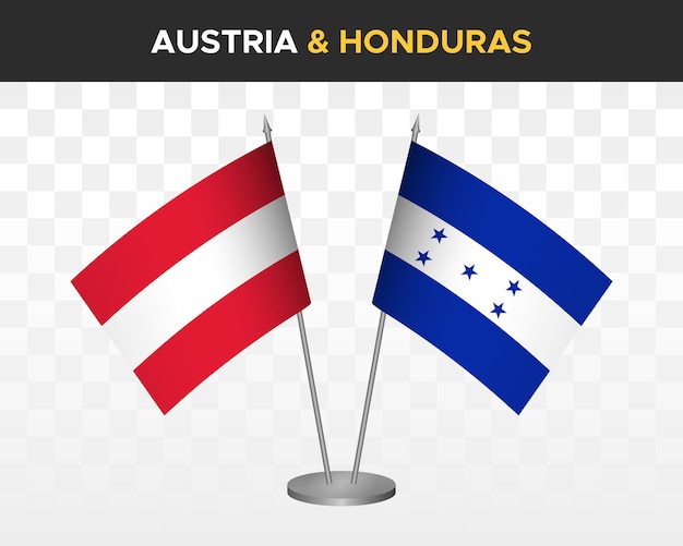 Austria Vs Honduras Biurko Flagi Makieta Na Białym Tle 3d Wektor Ilustracja Flagi Stołowe