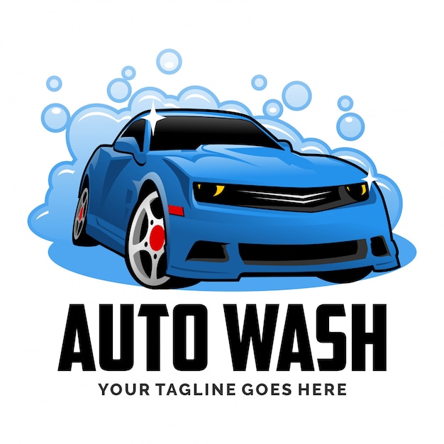 Auto Car Wash Cartoon Logo Design Inspiracji