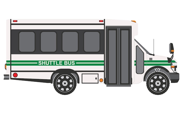 Autobus wahadłowy w białym i zielonym pasku wektora