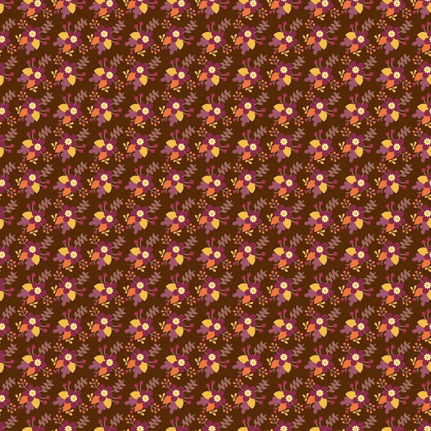 Autumn Flower Meadow Seamless Vector Pattern Design