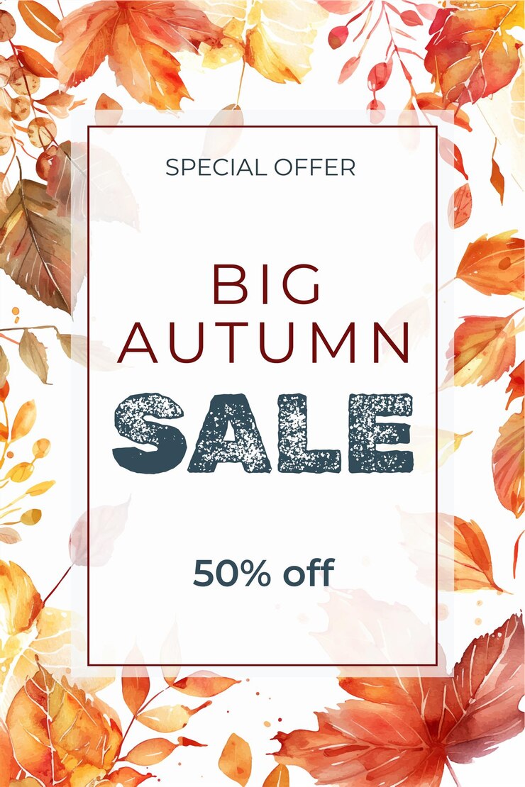 Wektor autumn sale banner fall season frame akwarelowy tło z tekstem autumn poster voucher