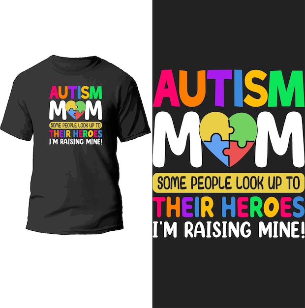 Plik wektorowy autyzm mama ratuje ludzi, którzy patrzą na swoich bohaterów, podnoszę mój projekt koszulki.