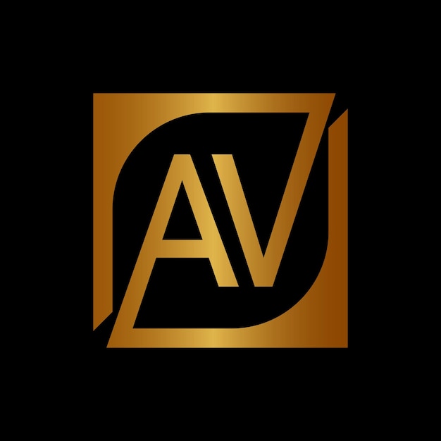 AV Logo szablon wektor z kwadratowym tłem