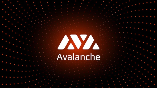 Avalanche Avax Token Symbol Kryptowaluty W Centrum Spirali świecących Kropek Na Ciemnym Tle. Ikona Logo Kryptowaluty Na Baner Lub Wiadomości. Ilustracja Wektorowa.