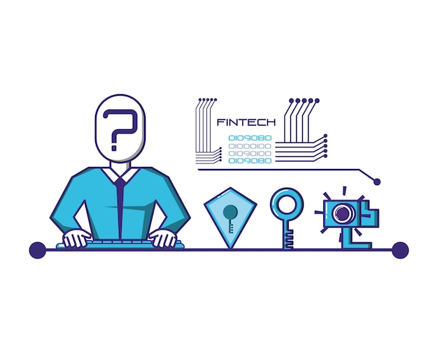 avatar biznesmen z ikonami technologii finansowej