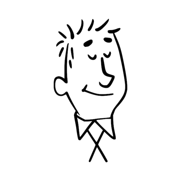 Avatar dla biznesmena w stylu Doodle Ręcznie narysowane twarze ludzi narysowane ręcznie w stylu doodle Czarne linie