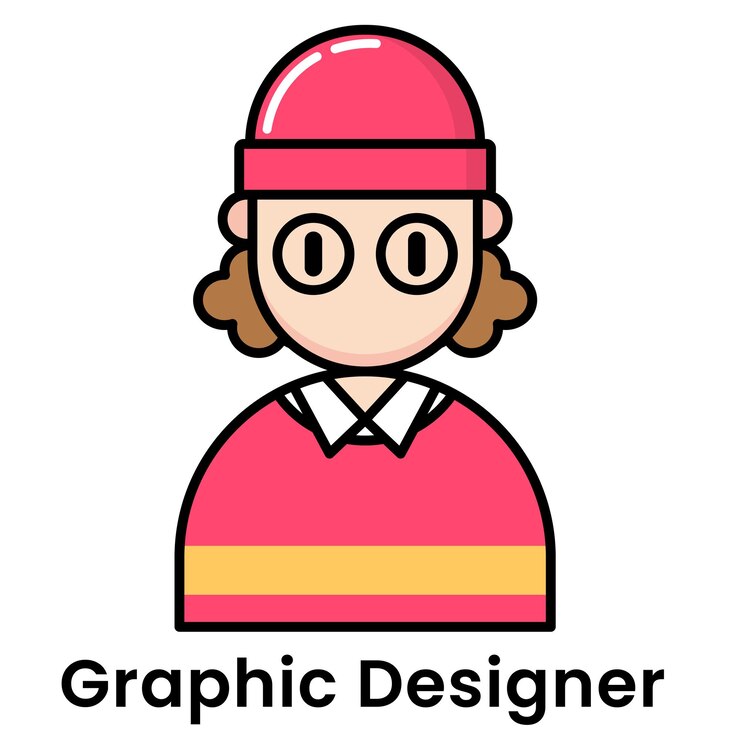 Wektor avatar graficzny projektant postaci styl projektowania kreskówek edytowalny zarys wektorowy