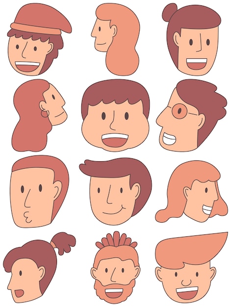 Avatar Vector Set Avatar Prosty Styl Kreskówki Zmierz Się Z Prostym Stylem Kreskówki