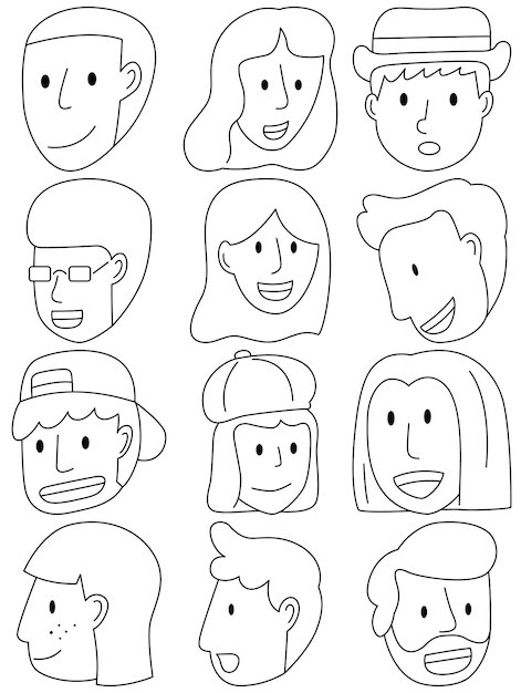 Avatar Vector Set Avatar Prosty Styl Kreskówki Zmierz Się Z Prostym Stylem Kreskówki