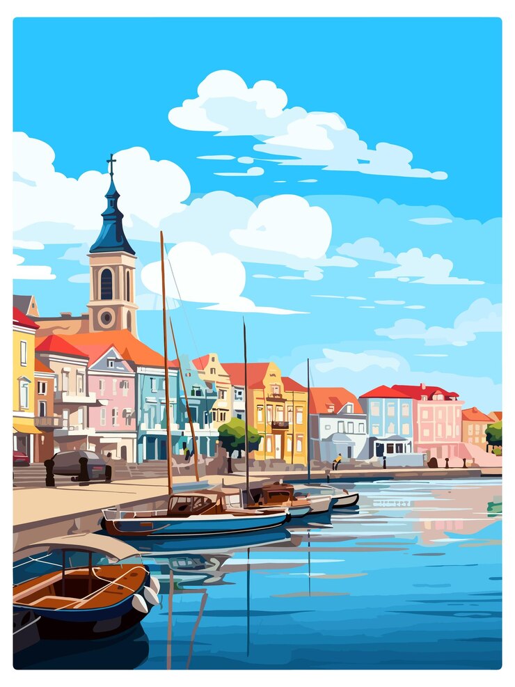 Wektor aveiro portugalia vintage plakat podróżniczy pamiątkowa pocztówka portret malarstwo wpa ilustracja