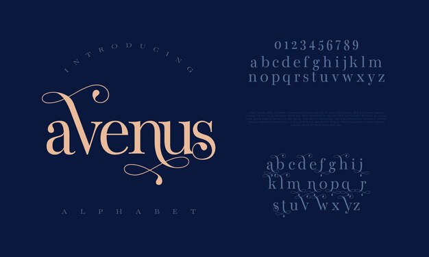 Avenus Premium Luksus Elegancki Alfabet Litery I Liczby Elegancka Typografia ślubna Klasyczny Serif