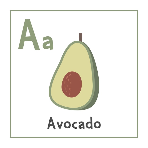 Plik wektorowy avocado clipart avocado ilustracja wektorowa kreskówka w stylu płaskim owocy zaczynają się od litery a