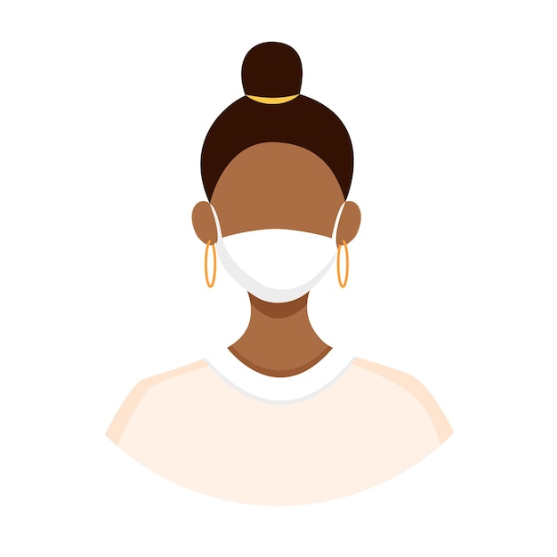 Plik wektorowy awatar afroamerykanki noszącej maskę chroniącą przed koronawirusem