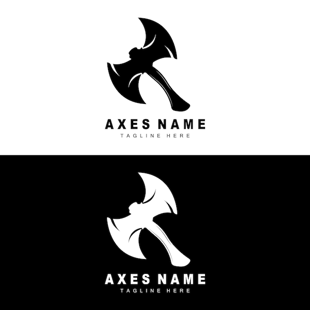 Axe Logo Design Ilustracja narzędzia wojny i wektor drwal