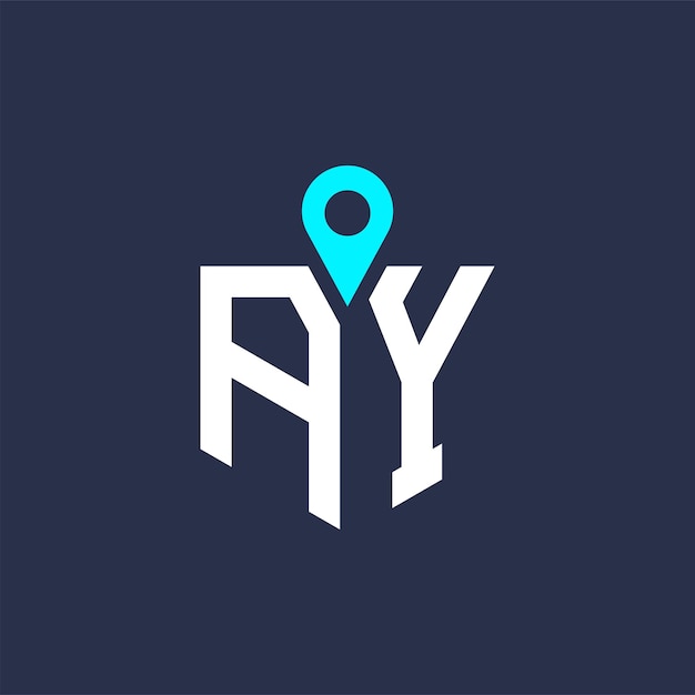 AY Location Logo Design for Recruitment and Navigation Letter AY Logo Vector Icon (projektowanie logo lokalizacji dla rekrutacji i nawigacji)