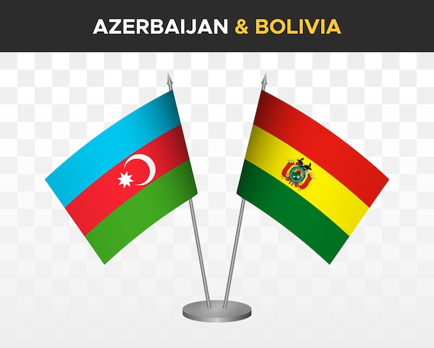 Azerbejdżan vs Boliwia biurko flagi makieta na białym tle 3d wektor ilustracja tabeli flagi