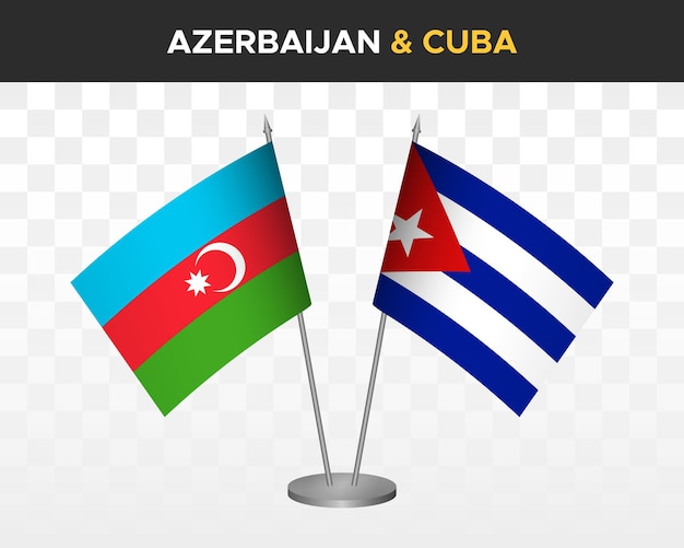 Azerbejdżan vs kuba biurko flagi makieta na białym tle 3d ilustracji wektorowych tabeli flagi