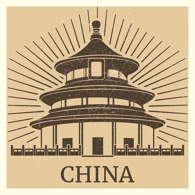 Azjatycki Plakat Z Chińskim Tradycyjnym Domu
