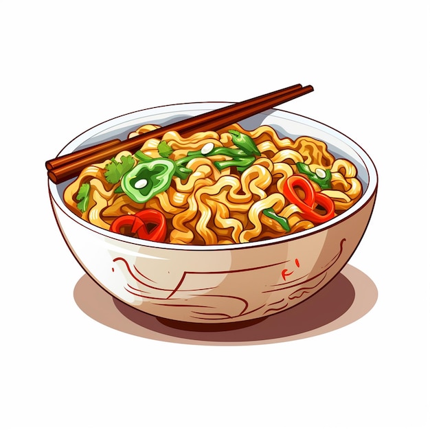 Azjatyckie Chińskie Jedzenie Posiłek Makaron Ramen Gotowanie Menu Wektor Makaron Projekt Ilustracja Resta