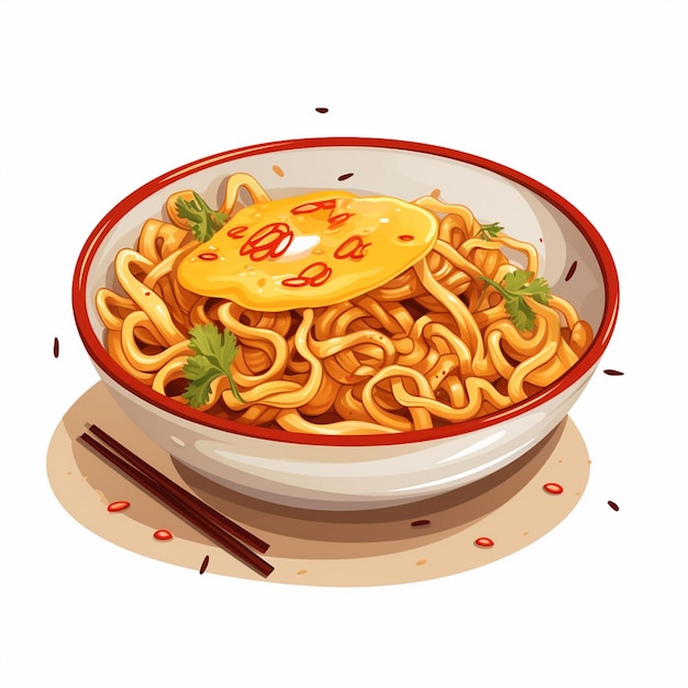 Azjatyckie Chińskie Jedzenie Posiłek Makaron Ramen Gotowanie Menu Wektor Makaron Projekt Ilustracja Resta