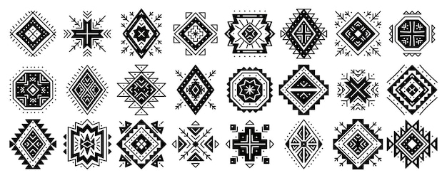 Aztec Abstrakcyjne Elementy Geometryczne Zestaw Etnicznych Ozdób Navajo Motywy