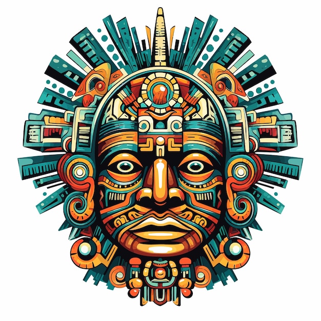 Plik wektorowy aztec_god_face_vector_illustrated