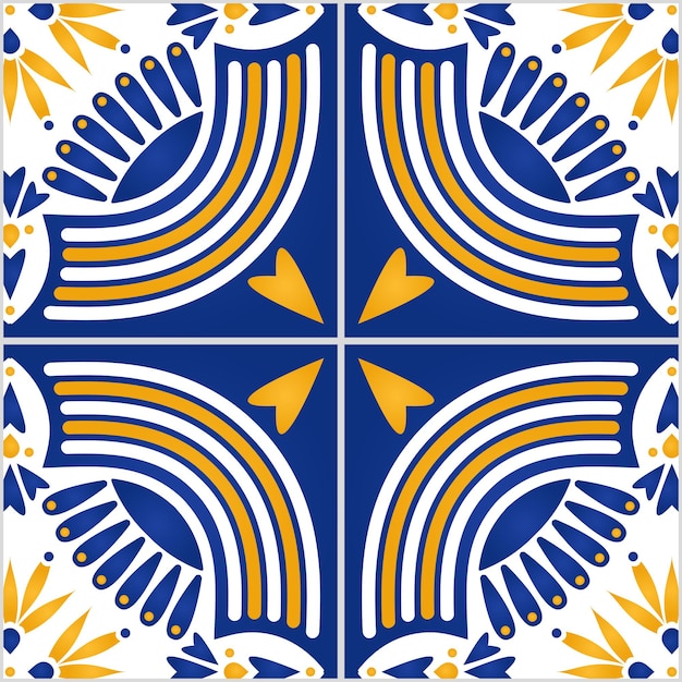 Azulejo Etniczny Portugalski Bezszwowy Wzór