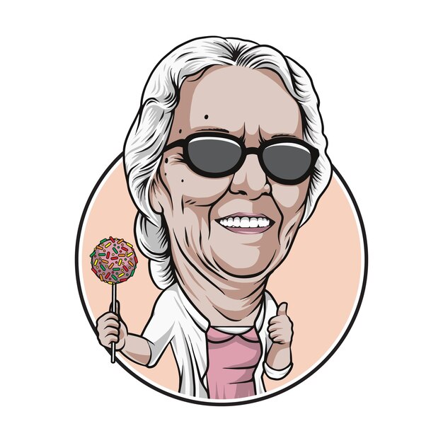 Plik wektorowy babcia z ciastem pop ilustracja premium wektor