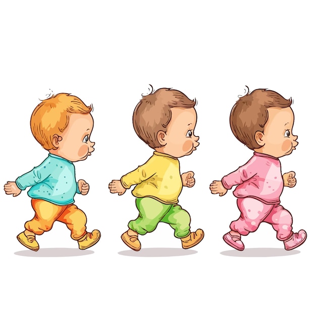 Plik wektorowy babies_walking_vector_illustration