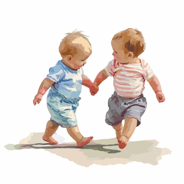 Babies_walking_vector_illustration