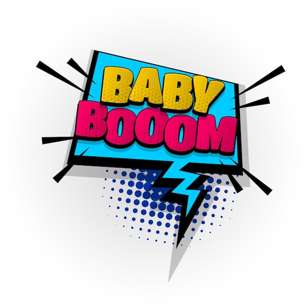 Baby Boom Kids Zone Dźwięk Komiks Efekty Tekstowe Szablon Komiks Dymek Półtony Pop Art
