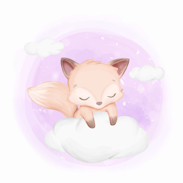 Baby Foxy Sleepy On Clouds