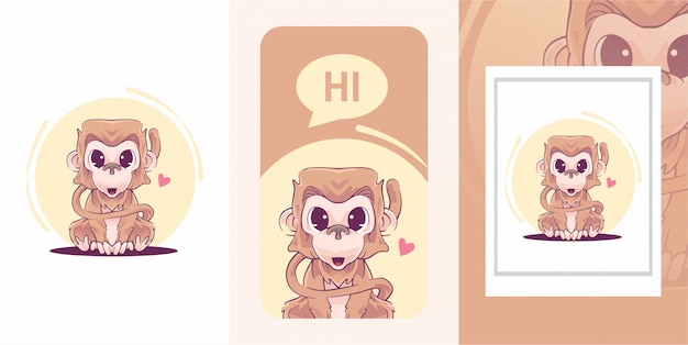 Baby Monkey Cute Ilustracja