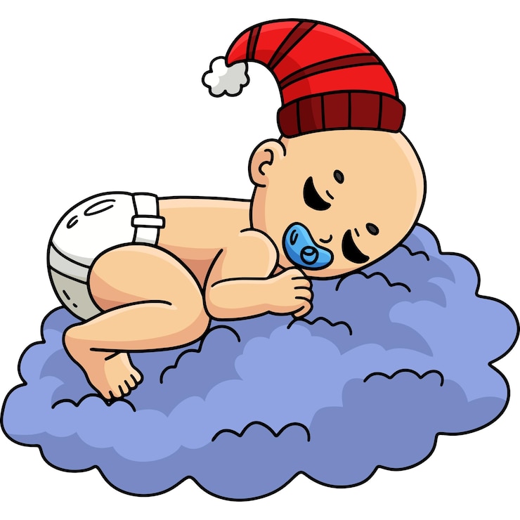 Wektor baby shower baby sleeping clouds clipart z kreskówki