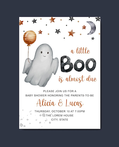 Baby Shower Karta Zaproszenie Na Halloween Motyw Akwarela