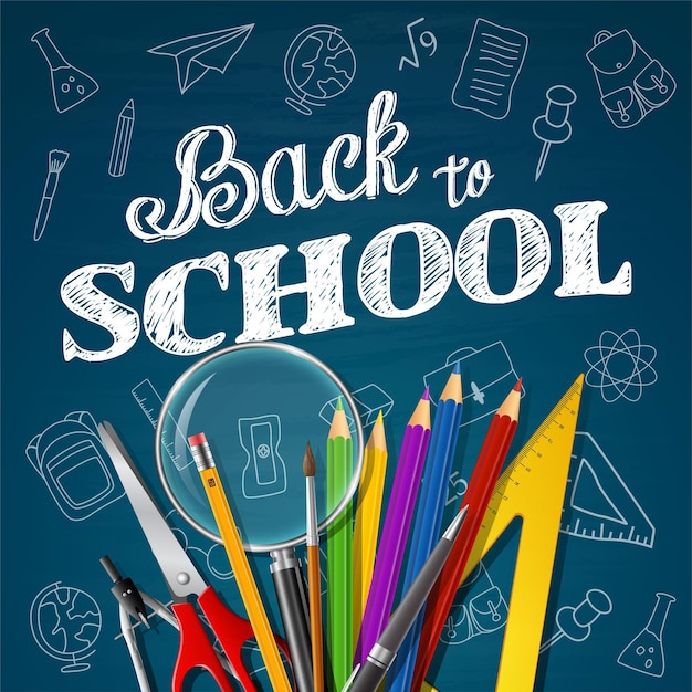 Back to School tło z rakietą ołówek wystrzelenie do kosmosu Online uczenie się