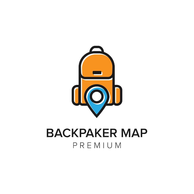 Backpaker Mapa Logo Ikona Wektor Szablon