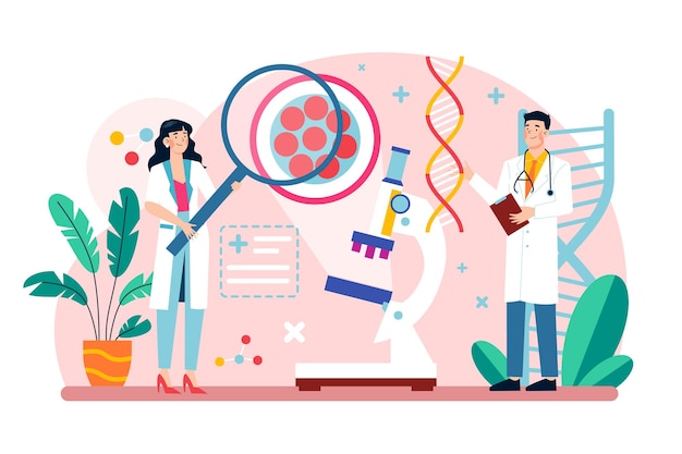 Badania medyczne ilustracja koncepcja na białym tle