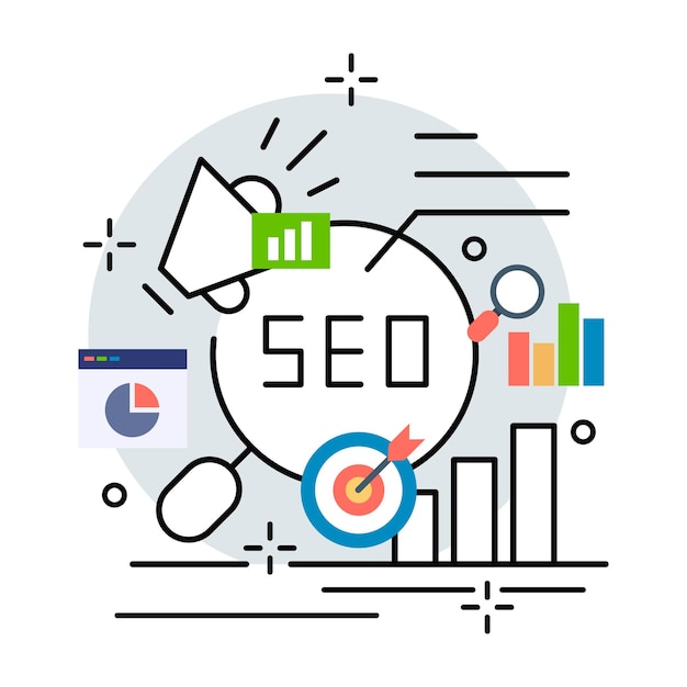 Badania SEO ilustracja projekt Wektorowy projekt