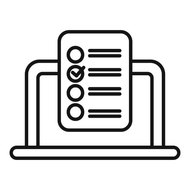 Badanie online na laptopie z zaznaczeniem zakończonego zadania