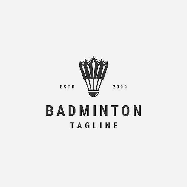 Badminton Wolant Szablon Projektu Logo Płaski Wektor