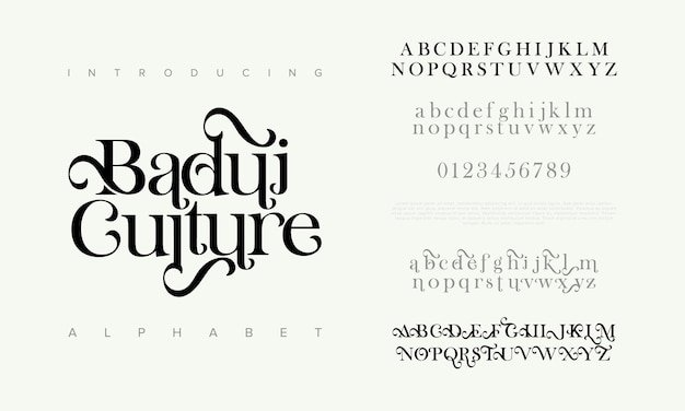 Plik wektorowy baduiculture premium luksus elegancki alfabet litery i liczby elegancka typografia ślubna klasyka