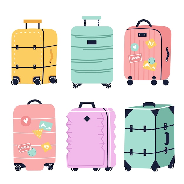 Plik wektorowy bagaż podróżny i walizka wektor zestaw kreskówek