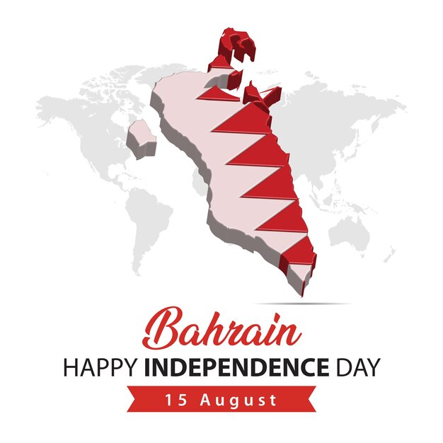 Bahrajn Dzień Niepodległości Renderowania 3d Ilustracja Dzień Niepodległości Bahrajnu Z Mapą 3d I Flagą