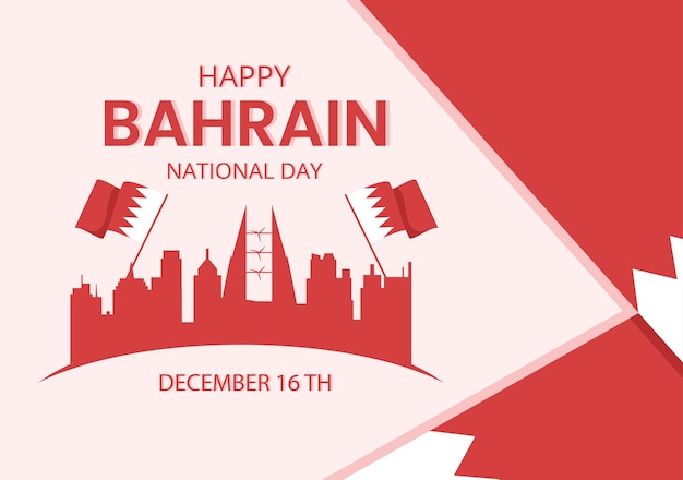 Bahrajn święto Narodowe Lub Szablon Niepodległości Ręcznie Rysowane Kreskówka Płaskie Ilustracja